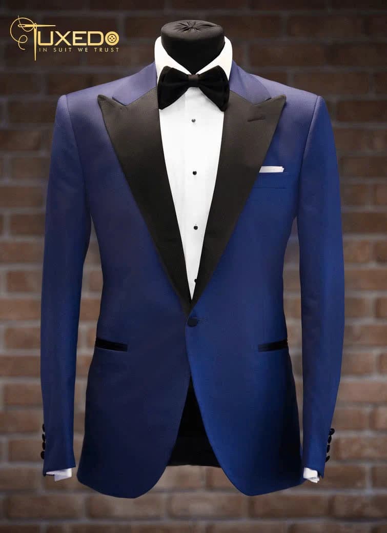 Áo Tuxedo Xanh Dương Ve Bản Rộng — TUX-014