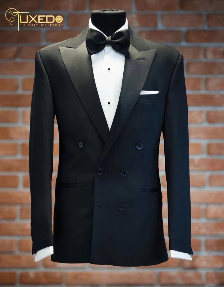 Tuxedo Đen Hai Hàng Nút Sáu Khuy — TUX-033