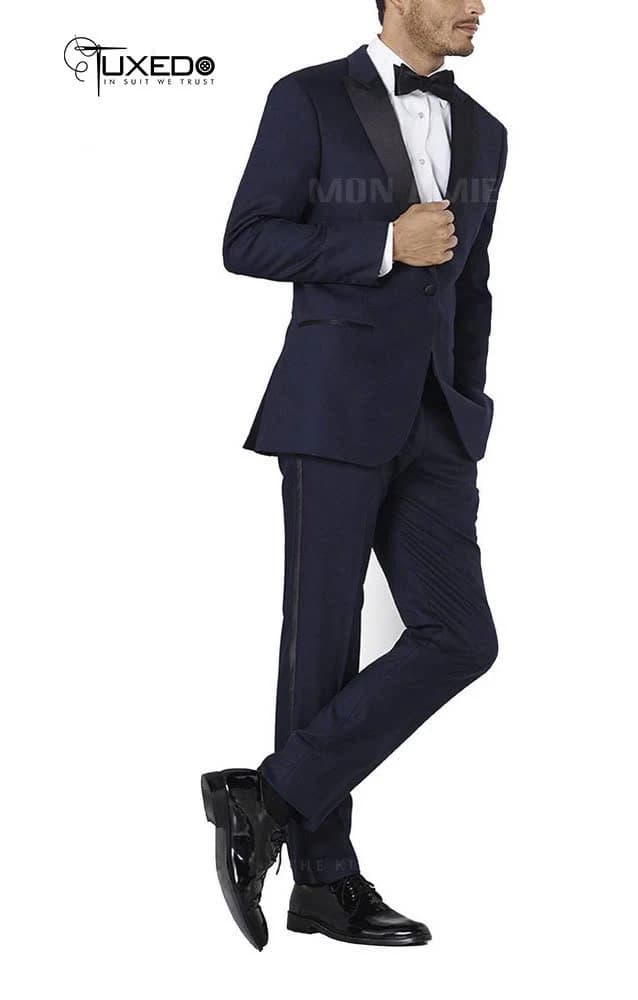 Tuxedo Navy Quần Viền Satin — TUX-034
