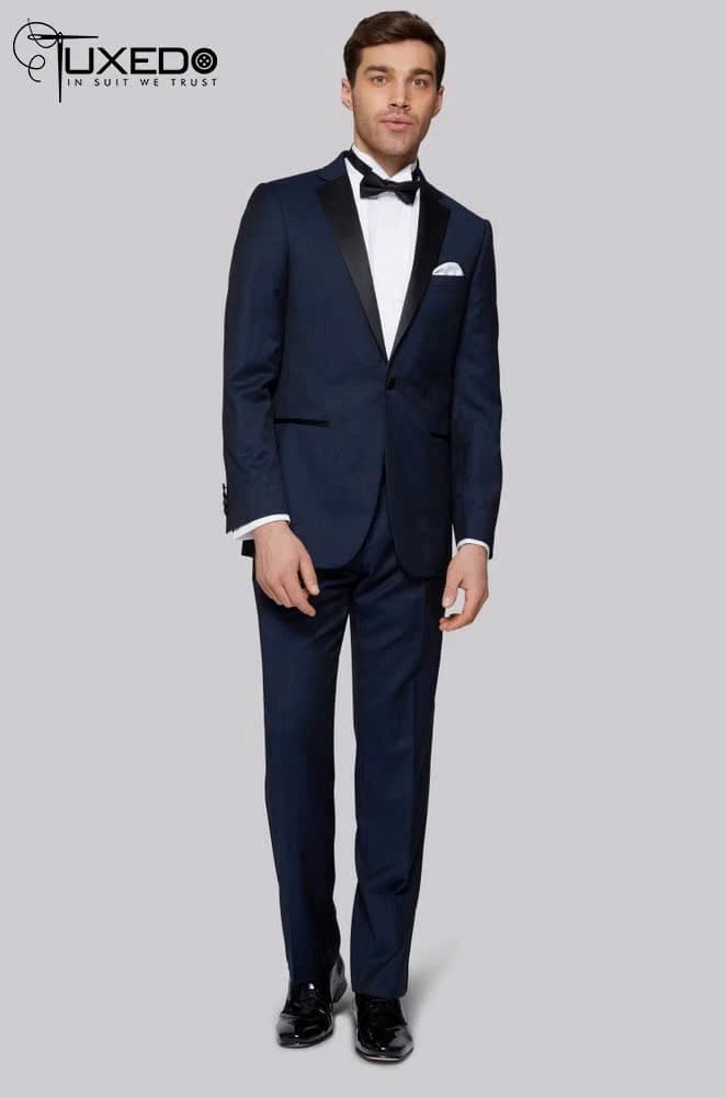 Tuxedo Navy Đậm Viền Satin — TUX-038