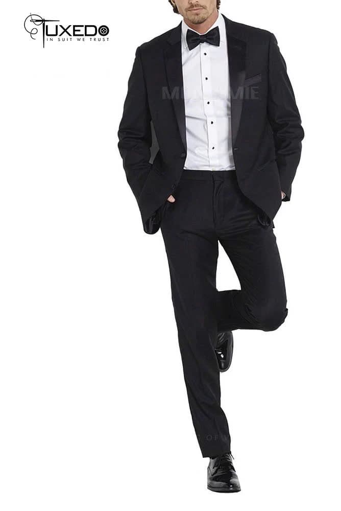 Tuxedo Đen Hai Khuy Phom Cổ Điển — TUX-048