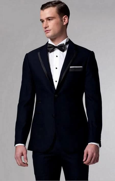 Tuxedo Navy Viền Satin — TUX-051