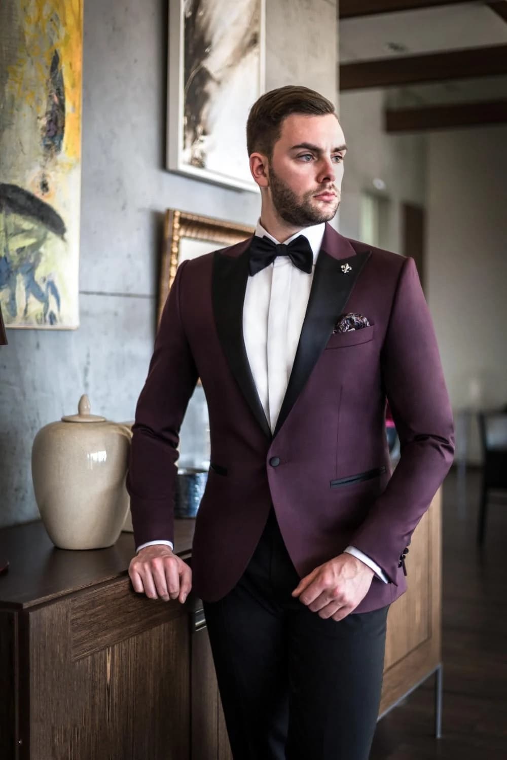 Tuxedo Mận Chín Ve Satin — TUX-061