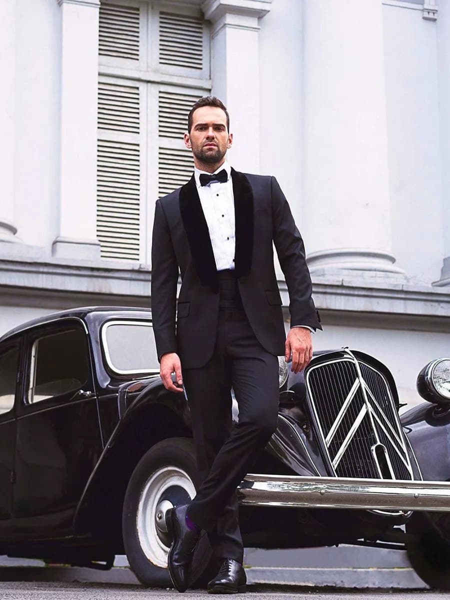 Tuxedo Đen Ve Nhung Cổ Điển — TUX-006