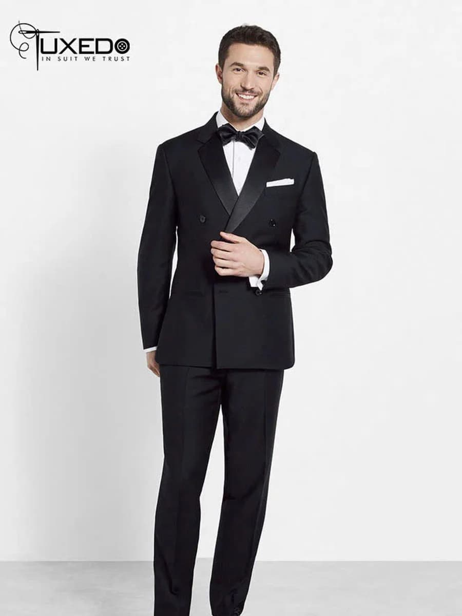 Tuxedo Đen Hàng Nút Đôi Cổ Điển — TUX-013