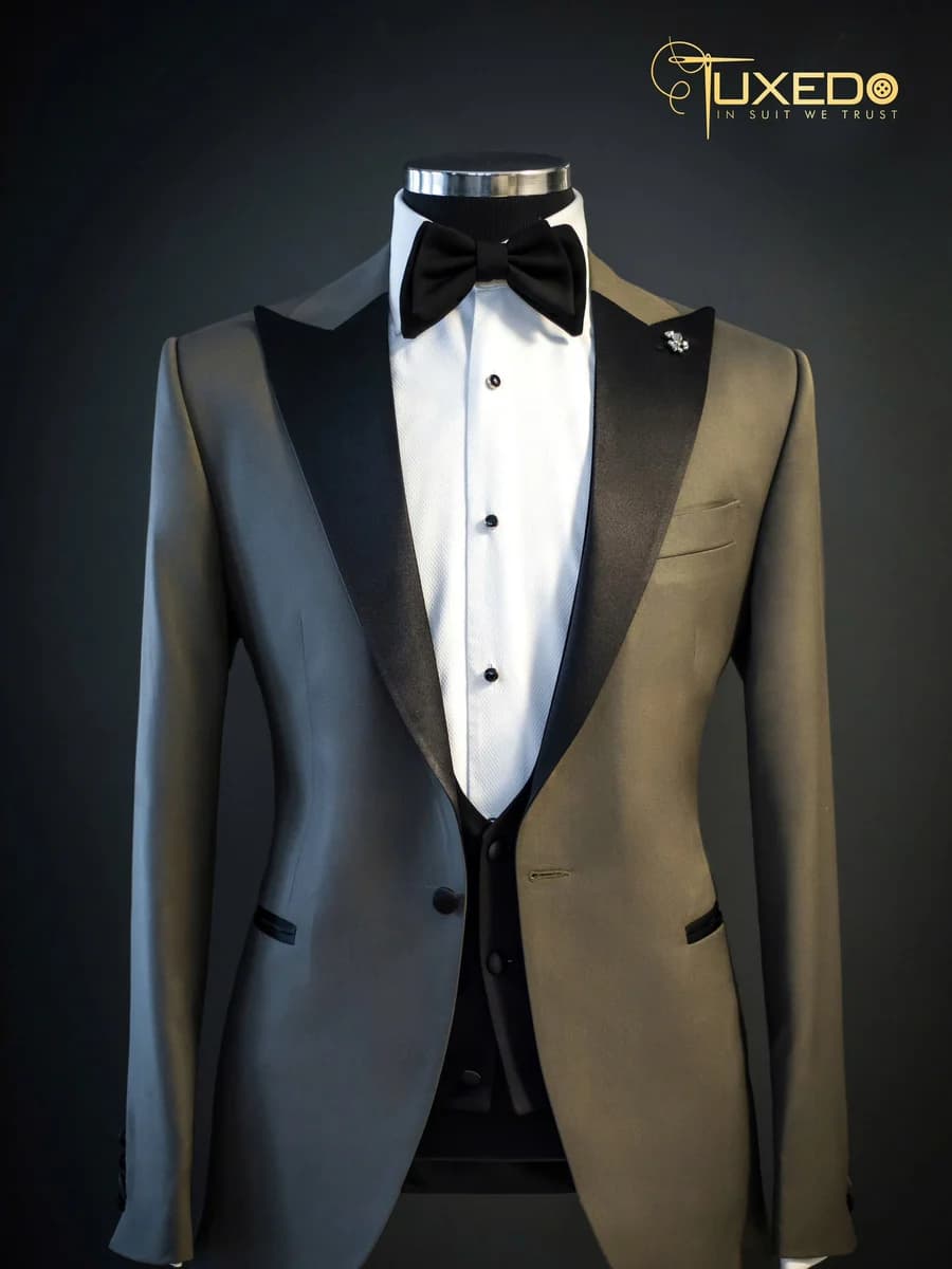 Tuxedo Xám Rêu Ba Món Ve Nhọn — TUX-021