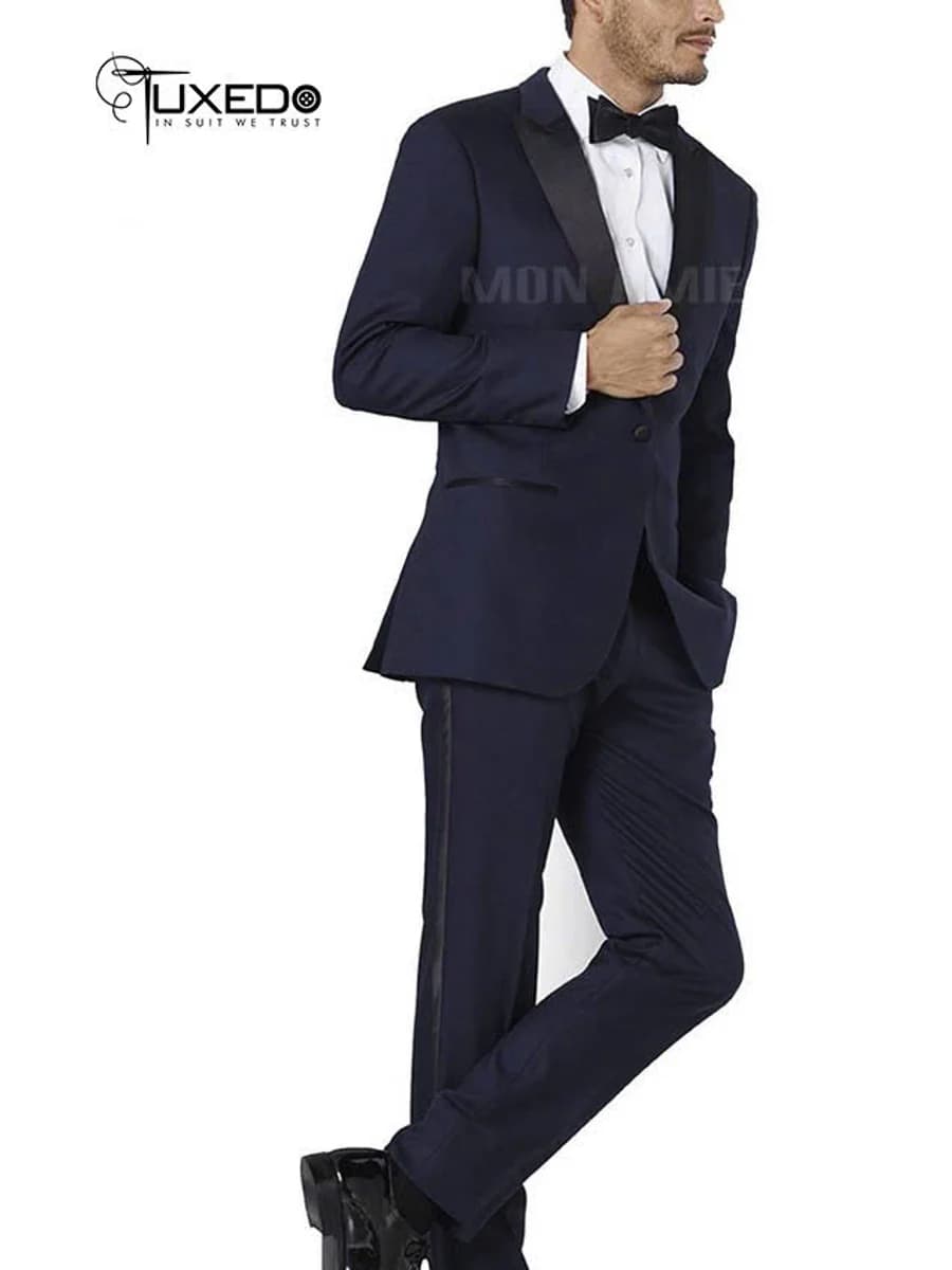 Tuxedo Navy Quần Viền Satin — TUX-034
