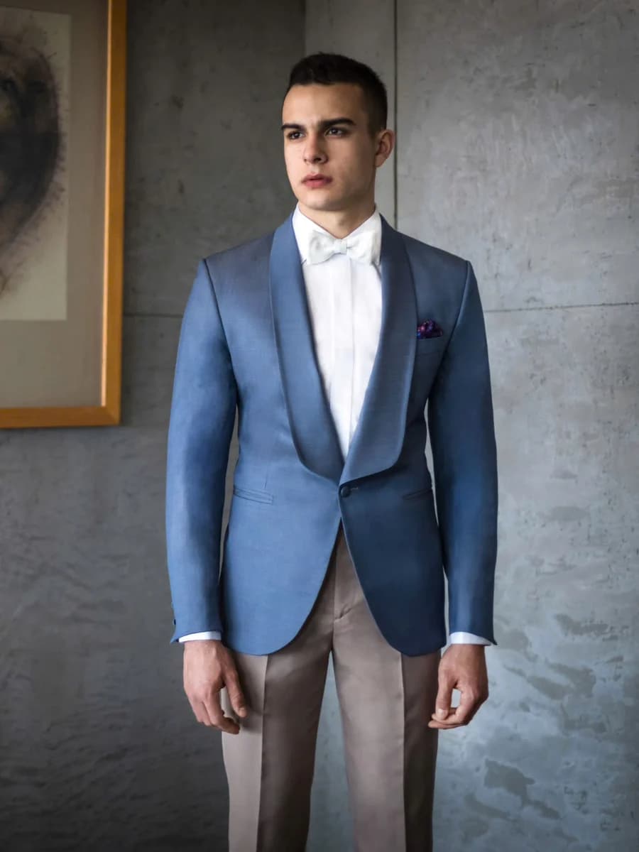 Tuxedo Xanh Thanh Thiên Ve Shawl — TUX-044