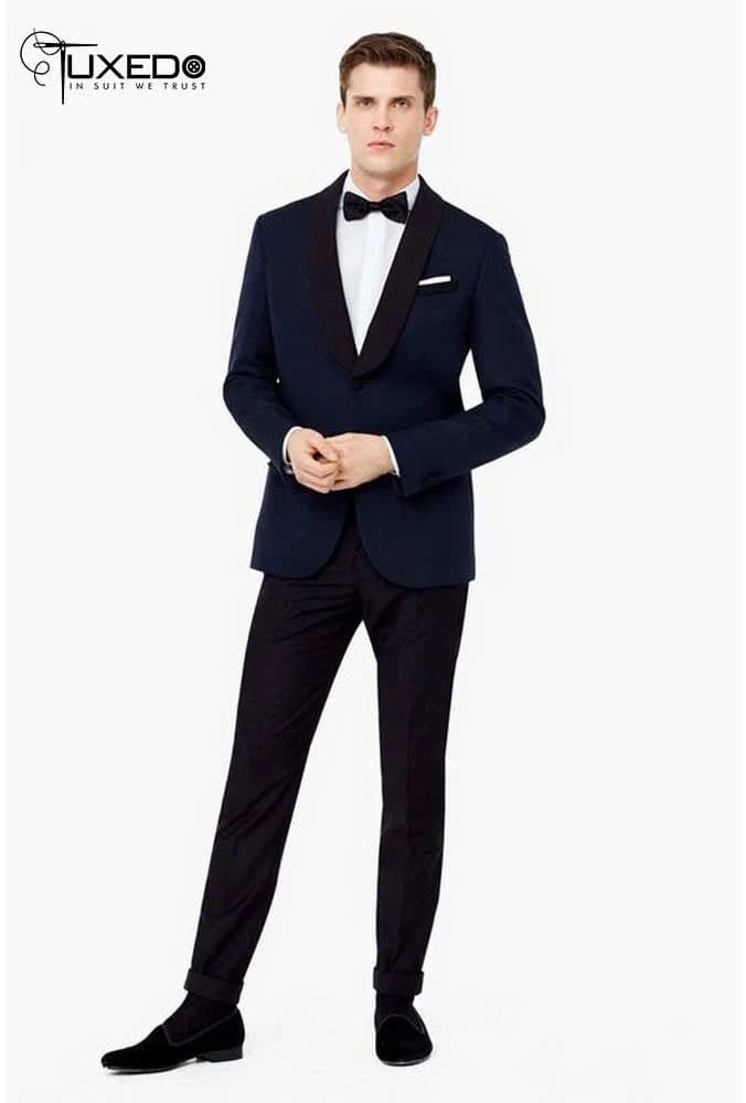 Tuxedo Navy Ve Shawl Satin Đen — TUX-043