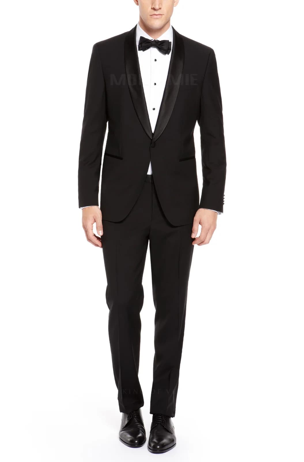 Tuxedo Đen Ve Shawl Một Cúc Sơ Mi Xếp Ly Cúc Đen — TUX-102